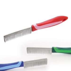 PETTINE PER CRINIERA ALLUMINIO CON MANICO ANTISCIVOLO BLU, ROSSO,VERDE